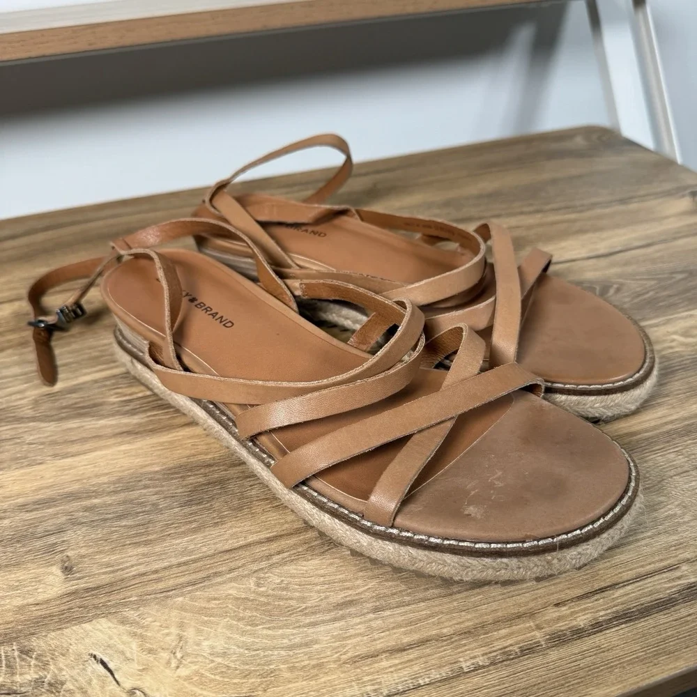Lucky Brand Women's Strappy‎ Platform Sandal Tan Brown Size 8